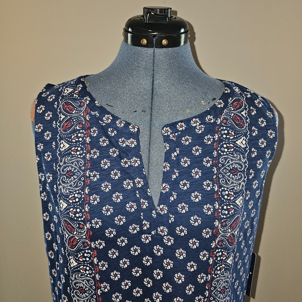 LUCKY BRAND Navy Blue Flowy Pattern Tank Top - Picture 5 of 9